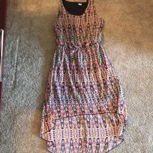 Vibrant patterned high-low dress